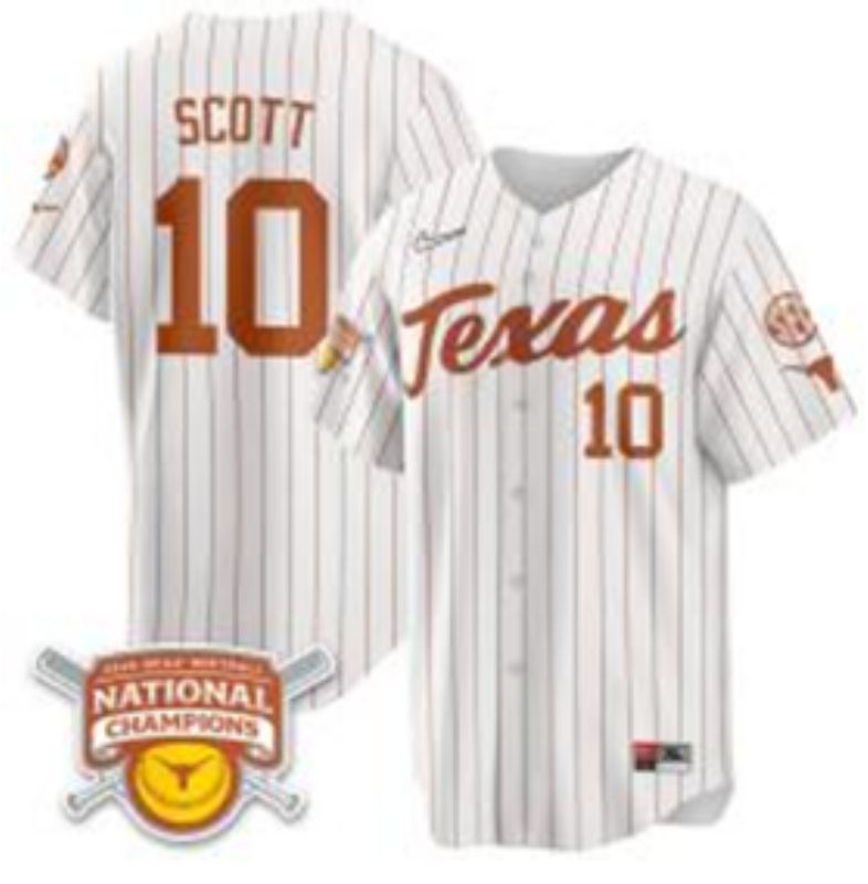Men Texas Longhorns #10 Scott White stripe Nike joint Name NCAA 2025 Jersey style 6->los angeles dodgers->MLB Jersey